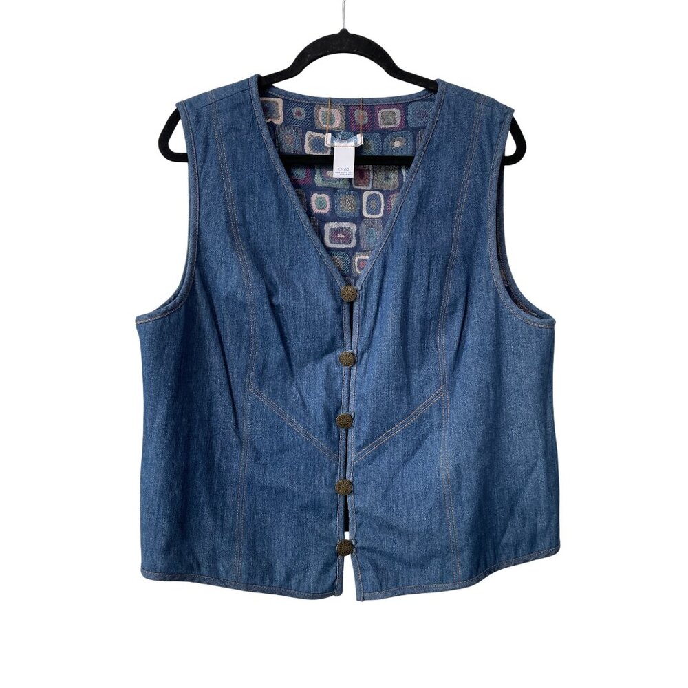 Vintage 90s City Blues By Koret Denim Vest Size XL Jacquard Deadstock NEW